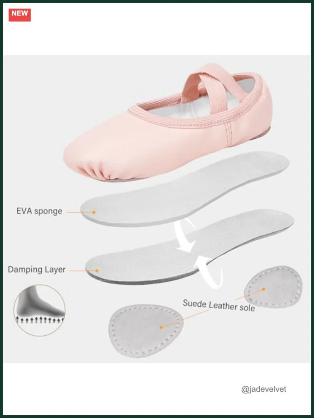 Toddler Ballet Shoes with PU Leather, Split Suede Sole, Crisscross Elastic